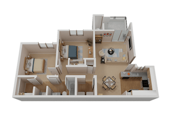 2 Bed 1.5 Bath Floor Plan at Sharlands Terrace Apartments, Nevada, 89523
