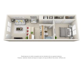 1 bed 1 bath A at The Fountains Apartments, Pensacola, FL