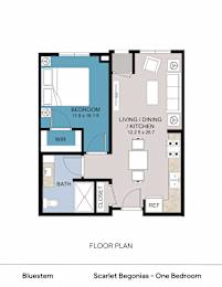 Floor Plan  Scarlet Begonia - One Bedroom