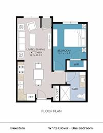 Floor Plan  White Clover - One Bedroom