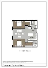 Floor Plan  A floor plan for a Creamette-2 Bedroom-2 Bathroom.