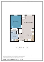 Floor Plan  1 Bedroom 2A, 2.1A
