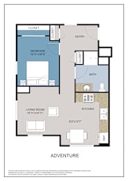 Floor Plan  This floor plan is an approximation of a 1 bedroom floor plan