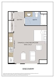 Floor Plan  This floor plan is an approximation of our Studio floor plan