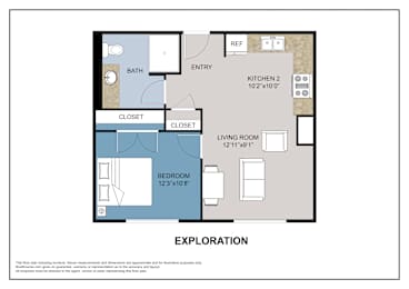Floor Plan  This floor plan is an approximation of a 1 bedroom floor plan