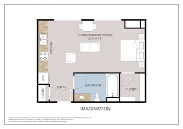 Floor Plan  This floor plan is an approximation of a Studio floor plan