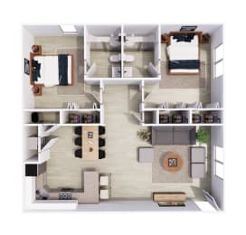Floor Plan  2 Bedroom 2 Bath Floor Plan