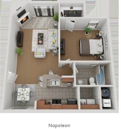 Floor Plan  A floor plan of a two-bedroom apartment named Napoleon.
