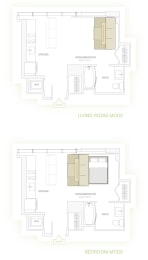 Floor Plan  a floor plan of a living room and a bedroom
