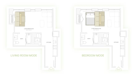 Floor Plan  two diagrams of floor plans of a living room and bedroom