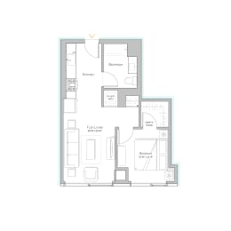 Floor Plan  Sage West Loop | 1 Bedroom Apartment in West Loop | Luxury Apartment | Large One Bedroom Apartment