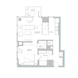 Floor Plan  Sage West Loop | 1 Bedroom Apartment in West Loop | Luxury Apartment | Large One Bedroom Apartment