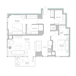 Floor Plan  Sage West Loop | 2 Bedroom Apartment in West Loop | Luxury Apartment | Large Two Bedroom Apartment