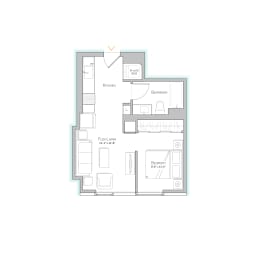 Floor Plan  Sage West Loop | 1 Bedroom Apartment in West Loop | Luxury Apartment | Large One Bedroom Apartment