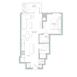 Floor Plan  Sage West Loop | 1 Bedroom Apartment in West Loop | Luxury Apartment | Large One Bedroom Apartment