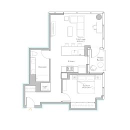 Floor Plan  Sage West Loop | 1 Bedroom Apartment in West Loop | Luxury Apartment | Large One Bedroom Apartment
