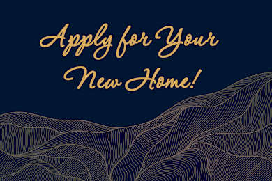 A dark blue background with golden text that says