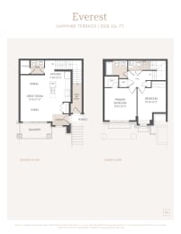a floor plan of a house with two bedrooms and a living room