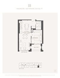 a 1 bedroom 1 bathroom floor plan  residences at 1650