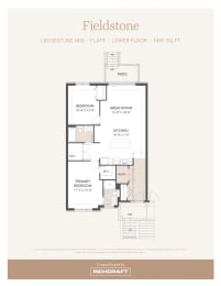 a floor plan of a home with a bedroom and a living room