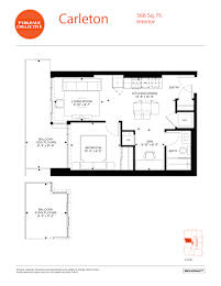 A floor plan for a Parkdale Collective interior at 568 Sq. Ft.