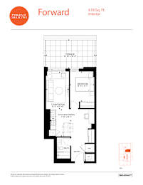 A floor plan for a Parkdale Collective interior at 618 Sq. Ft.