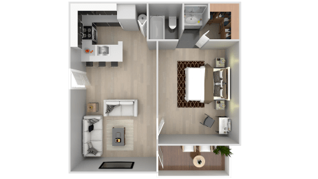 Floor Plan 1 bed at Bella Lago Vista, West Palm Beach, Florida