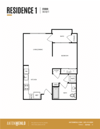 Floor Plan  a floor plan of a 1 bedroom apartment