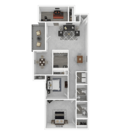 2 Bed - 2 Bath Floorplan at Halsey Flats, Louisville, Kentucky