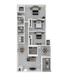 3 Bed - 2 Bath Floorplan at Halsey Flats, Louisville, KY