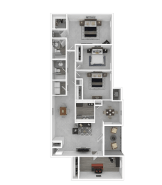 4 Bed - 2 Bath Floorplan, at Halsey Flats, Louisville, 40207