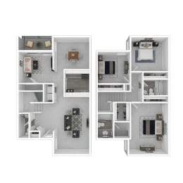 3 Bed - 2.5 Bath  Floorplan at Halsey Flats, Louisville, Kentucky