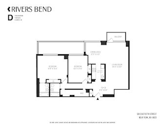 Floor Plan  A black and white floor plan of a Rivers Bend apartment.