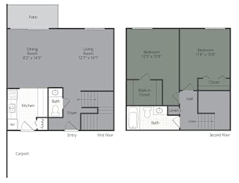  Floor Plan 2 Bedroom Townhome
