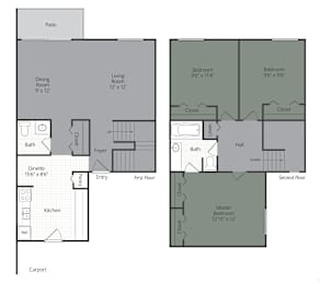  Floor Plan 3 Bedroom Townhome
