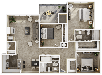 a floor plan of a house with bedrooms and a living room