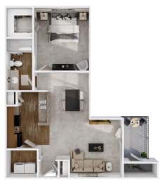 a drawing of a floor plan with a bedroom and living room