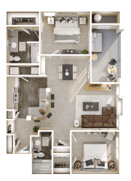 a floor plan of a bedroom and living room