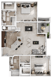 a 3d rendering of a floor plan of a house