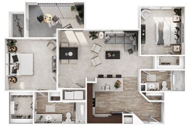 a 3d rendering of a floor plan of a house
