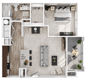 a floor plan of a house with a bedroom and a living room