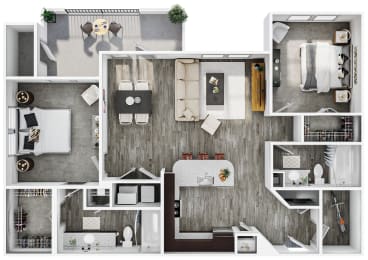 the 1 bedroom floorplan of a 1 bedroom apartment with roommates