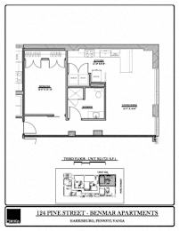  Floor Plan Benmar 124- 302 - 1 Bedroom - 1 Bathroom