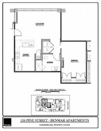  Floor Plan Benmar 124- 605 - 1 Bedroom - 1 Bathroom