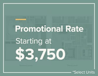 A sign advertising a promotional rate of $3,750.