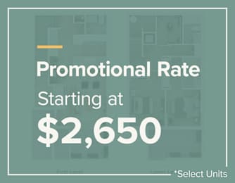 A sign that says Promotional Rate Starting at $2,650.