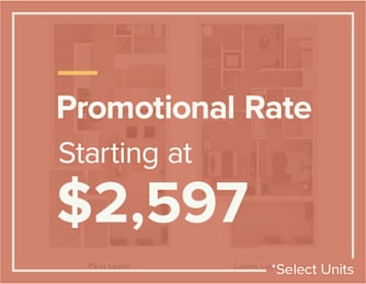 A sign that says Promotional Rate Starting at $2,597.
