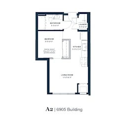 A floor plan of apartment A2 in the 6905 Building.