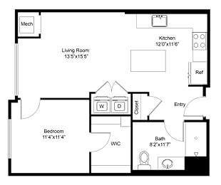 a floor plan of a room with a bedroom and a living room