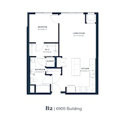 A floor plan of apartment B2 in the 6905 Building.